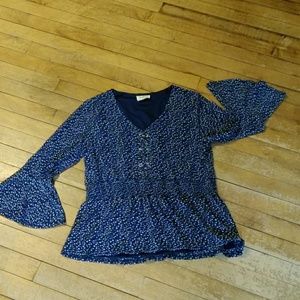 Ember Blue and White Polka Dot Shirt Size M